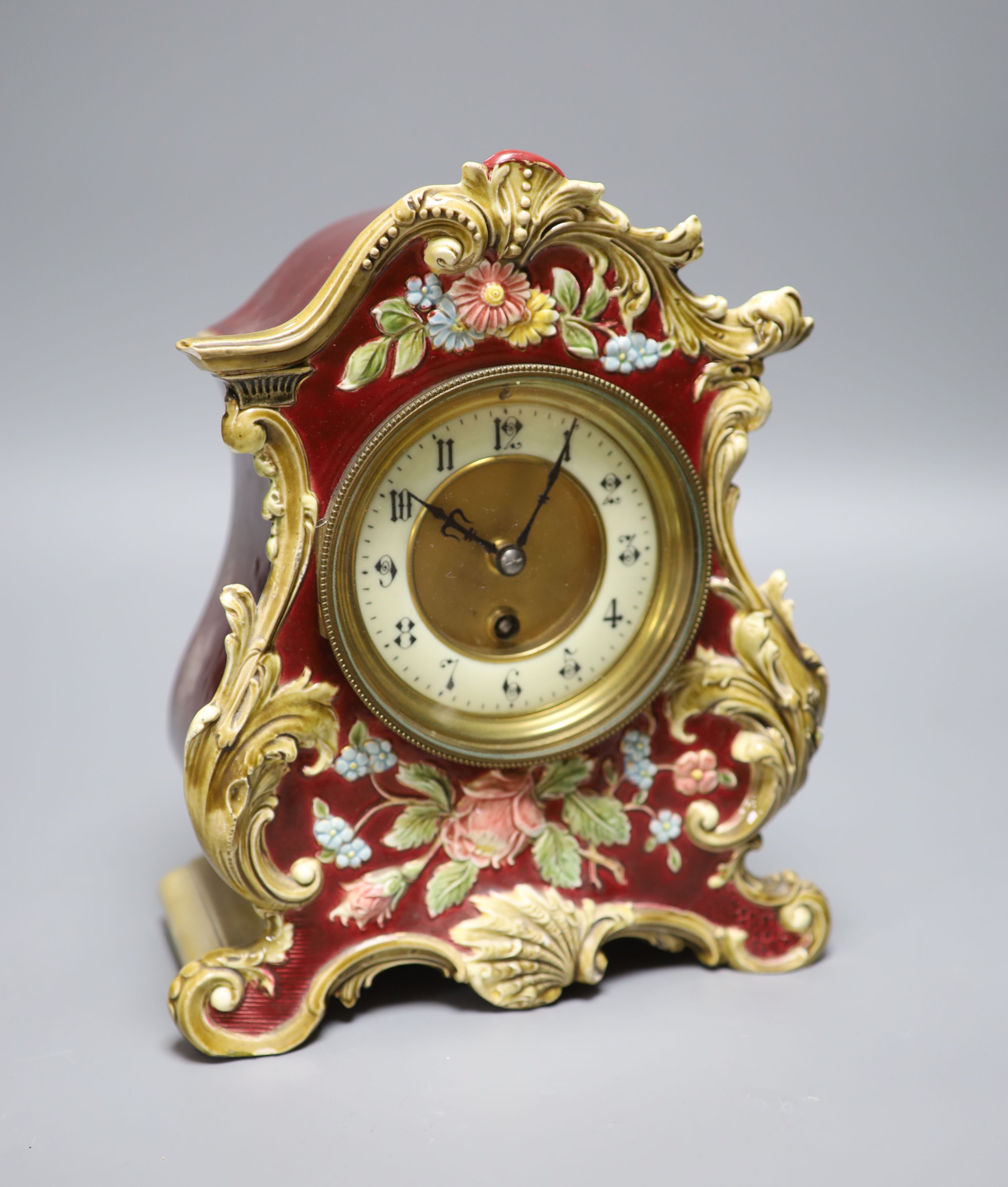 A French pottery mantel clock, c.1905, height 27cm
